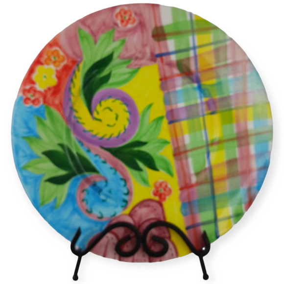 Mann Made In Italy Colorful Hand Painted Large Serving Plate Stamped Signed - Picture 2 of 6